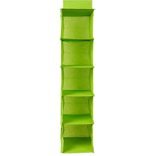 5 Shelf Clothes Hanging Organizer | Foldable Wardrobe Section Storage | Durable Fabric & Plastic