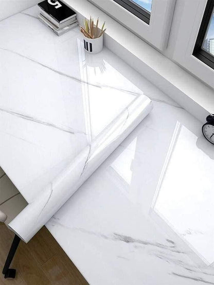 White & Grey | Marble Sheet Sticker 60x200cm | Waterproof Self-Adhesive PVC Wallpaper for Furniture Walls